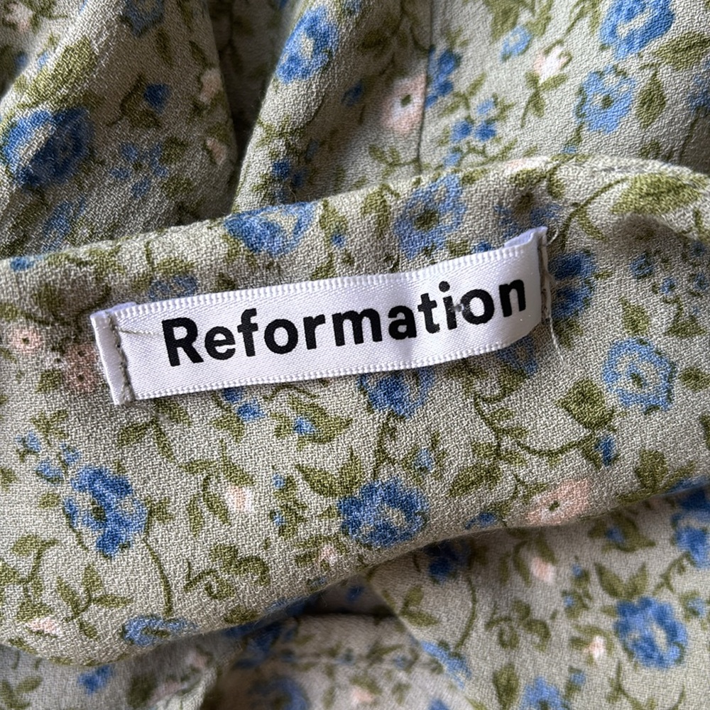 Reformation Chandler Floral Mini Dress Small
Green Blue Sage Sexy Short Bow 2 4 - Picture 16 of 17